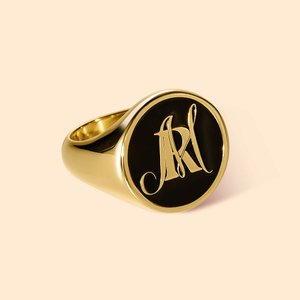 Bague de Chevalière Personnalisée avec Initiale Gravée Cadeau Fête des Pères pour Famille et Amis