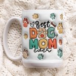 Mug Personnalisé avec Nom et Photo Tasse en Céramique Best Dog Mom Cadeau Anniversaire pour Amoureux Propriétaire d'Animal de Compagnie
