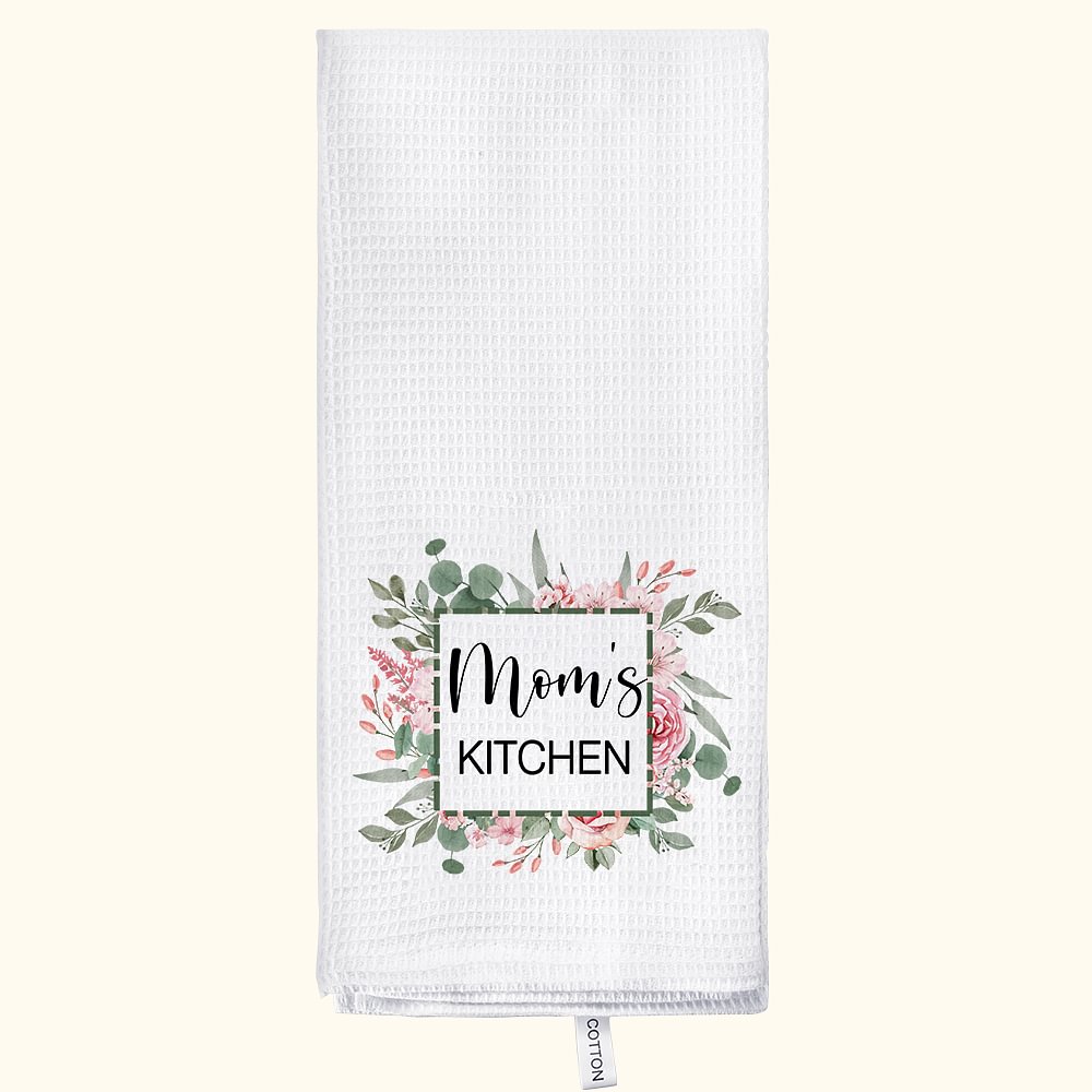 Serviettes de table personnalisées avec nom et fleur aquarelle 100% coton Fête des mères Cadeau d'anniversaire pour maman grand-mère