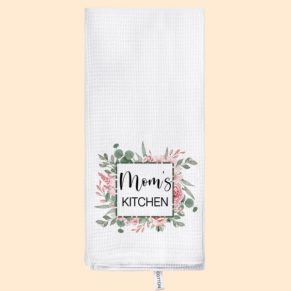 Asciugamani da tè personalizzati in cotone 100% a fiori acquerellati con nome Regalo di compleanno per la festa della mamma e la nonna