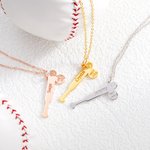 Personalised Hollow Baseball Bat Necklace with Name and Number Game Day Birthday Gift for Baseball Mom Women Athlete