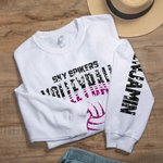 Personalized Multicolor Faux Glitter Volleyball T-shirt Sweatshirt Hoodie with Text Anniversary Team Gift for Sport Lover