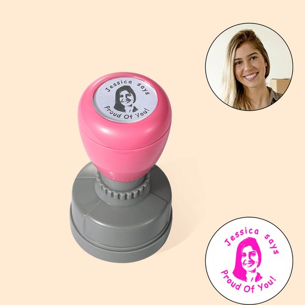 Personalised Face Portrait Self-Inking Teacher Stamp with Text Grading Stationery Back To School Thank You Gift for Teacher