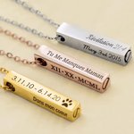 Collier Commémoratif Pendentif Personnalisé avec Texte Barre Urne de Cendres Cadeau pour la Perte d'Animal de Compagnie