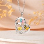 Collana personalizzata con cuore di famiglia inciso con 1-10 pietre di nascita e nomi Regalo di compleanno per la festa della mamma per le donne