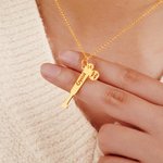 Personalised Hollow Baseball Bat Necklace with Name and Number Game Day Birthday Gift for Baseball Mom Women Athlete