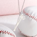 Personalised Hollow Baseball Bat Necklace with Name and Number Game Day Birthday Gift for Baseball Mom Women Athlete