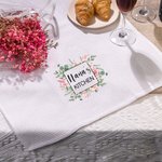 Personalized Watercolour Flower 100% Cotton Tea Towels with Name Mother's Day Birthday Gift for Mom Grandma