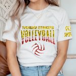 Personalized Multicolor Faux Glitter Volleyball T-shirt Sweatshirt Hoodie with Text Anniversary Team Gift for Sport Lover