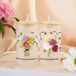 Personalized Butterfly Carnation Bouquet 20oz Frosted Can Glass Cup with Name Mother's Day Birthday Gift for Mom Grandma