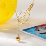 Gepersonaliseerde verstelbare naam Pickleball Lariat peddel en bal ketting verjaardag Gift voor Pickleball liefhebber