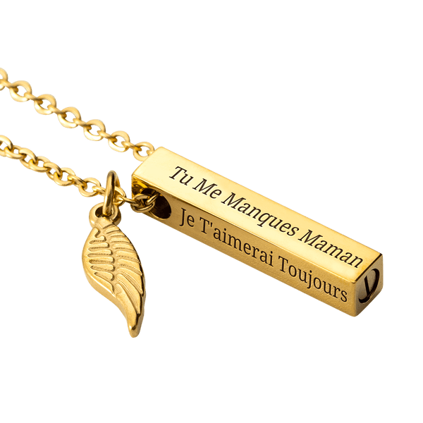 Collier Commémoratif Pendentif Personnalisé avec Texte Barre Urne de Cendres Cadeau pour la Perte d'Animal de Compagnie