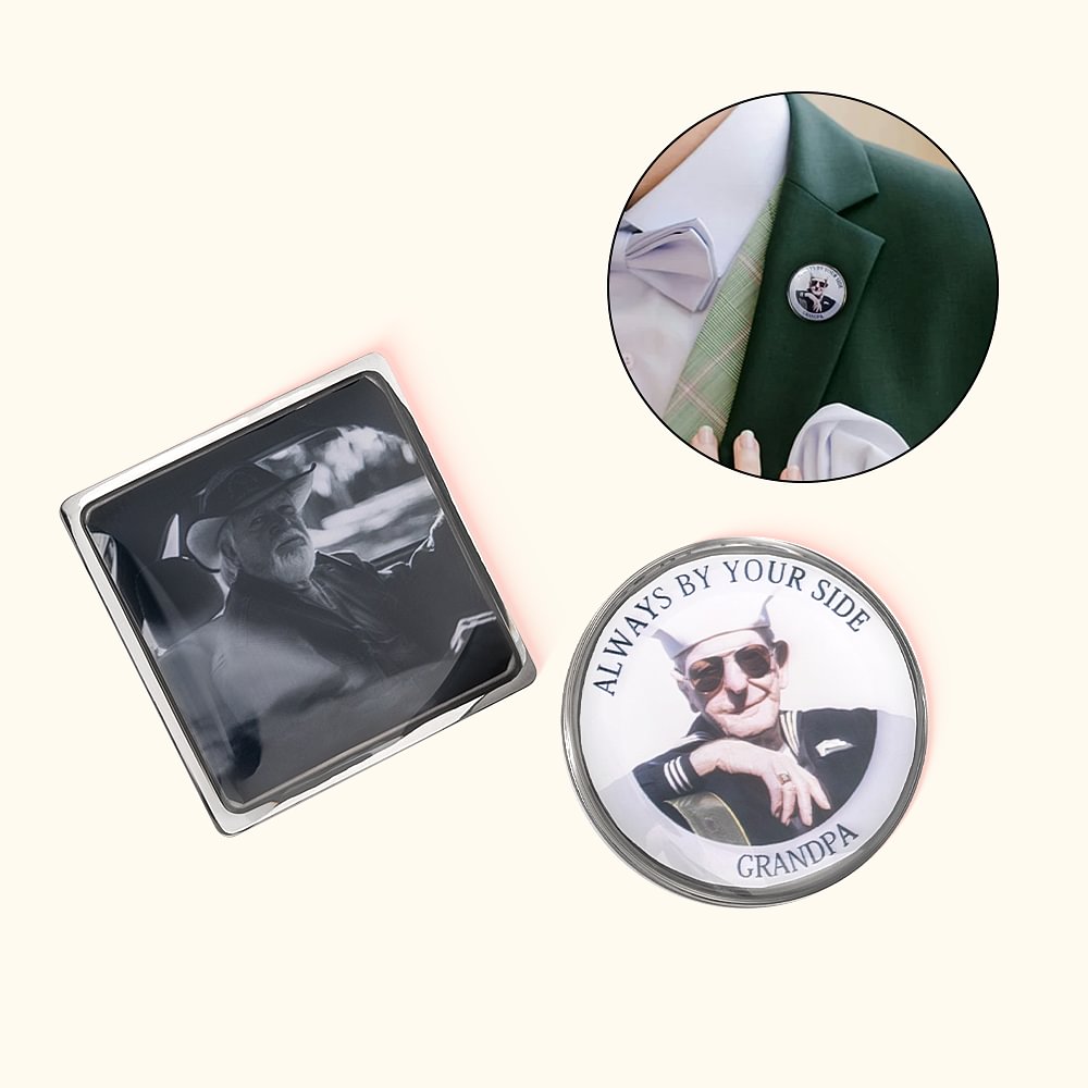 Epingle à revers personnalisée Always By Your Side avec texte et photo Memorial Wedding Graduation Ceremony Gift