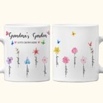 Personalized Colorful Birth Flower 11oz 15oz Ceramic Coffee Mug with Name Mother's Day Birthday Gift for Mother Grandma