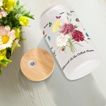 Personalized Butterfly Carnation Bouquet 20oz Frosted Can Glass Cup with Name Mother's Day Birthday Gift for Mom Grandma