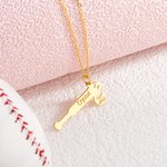 Personalised Hollow Baseball Bat Necklace with Name and Number Game Day Birthday Gift for Baseball Mom Women Athlete