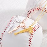 Personalised Hollow Baseball Bat Necklace with Name and Number Game Day Birthday Gift for Baseball Mom Women Athlete