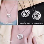 Collier avec Prénoms Personnalisés Gravés sur 2-5 Anneaux Russes et Dire 