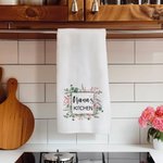 Personalized Watercolour Flower 100% Cotton Tea Towels with Name Mother's Day Birthday Gift for Mom Grandma