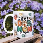Mug Personnalisé avec Nom et Photo Tasse en Céramique Best Dog Mom Cadeau Anniversaire pour Amoureux Propriétaire d'Animal de Compagnie