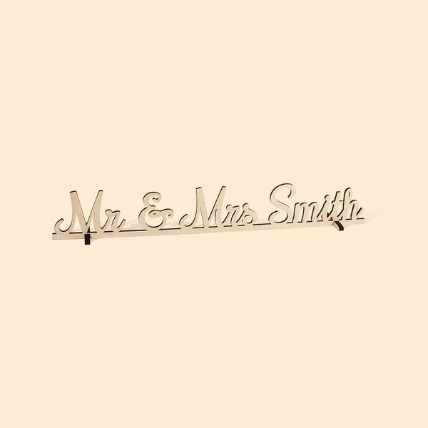 Personalised Mr and Mrs Wood Tabletop Wedding Sign Keepsake Wedding Table Decor with Name Bridal Shower Gift for Newlyweds