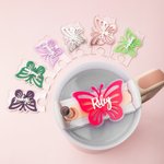 Personalized Multicolour 3D Acrylic Butterfly Tumbler Name Tag Lid Topper for 20oz to 40oz Stanley Tumbler Birthday Gift for Her