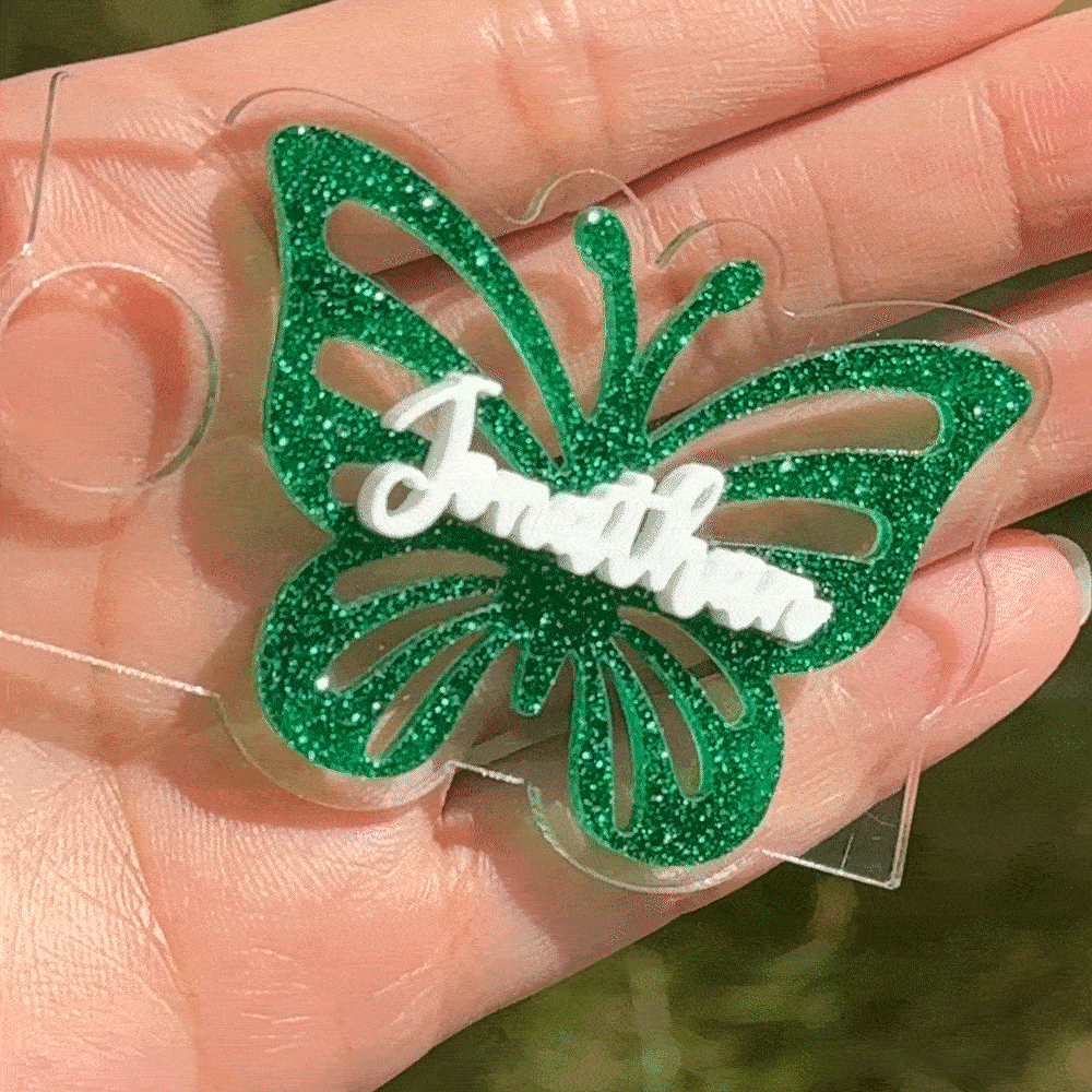 Personalized Multicolour 3D Acrylic Butterfly Tumbler Name Tag Lid Topper for 20oz to 40oz Stanley Tumbler Birthday Gift for Her