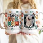 Mug Personnalisé avec Nom et Photo Tasse en Céramique Best Dog Mom Cadeau Anniversaire pour Amoureux Propriétaire d'Animal de Compagnie
