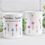 Personalized Colorful Birth Flower 11oz 15oz Ceramic Coffee Mug with Name Mother's Day Birthday Gift for Mother Grandma