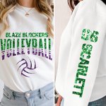 Personalized Multicolor Faux Glitter Volleyball T-shirt Sweatshirt Hoodie with Text Anniversary Team Gift for Sport Lover