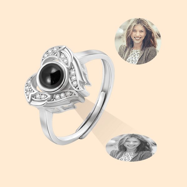 Cuore personalizzato a forma di ali d'angelo con proiezione di foto in 100 lingue Ti amo Bracciale in argento sterling Regalo per la festa della mamma