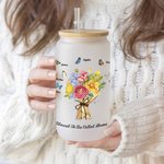 Personalized Butterfly Carnation Bouquet 20oz Frosted Can Glass Cup with Name Mother's Day Birthday Gift for Mom Grandma