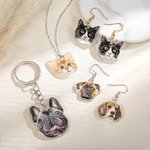 Personalisierte Haustierporträt Halskette Ohrring Schlüsselanhänger Geburtstagsgeschenk für Tierliebhaber Besitzer