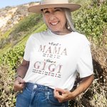 Personalisierte bunte Blumenstickerei T-Shirt mit Kindernamen Geburtstag Muttertag Geschenk für Oma