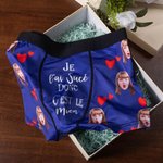 Caleçon Motif Coeur d'Amour Texte Drôle Sous-Vêtement Homme Personnalisé avec Photo de Visage Cadeau St Valentin pour Lui