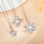 Personalized 1-6 Birthstones Kid Feet Sterling Silver Necklace with Engraved Names Mother's Day Gift for Her