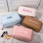 Borsa per il trucco con nome personalizzata in pelle impermeabile e glitterata con divisorio e maniglia Accessorio da viaggio Regalo di nozze per il c