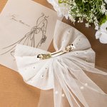 Personalised Pearl White Bride Bow Clip Veil Headdress Hen Party Accessories Engagement Wedding Gift for Her