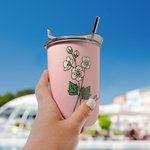 Acuarela Personalizada Nombre de la Flor de Nacimiento 12oz Vaso de Café Aislado con Pajita y Tapa Fiesta de Cumpleaños de inauguración de la Casa Reg