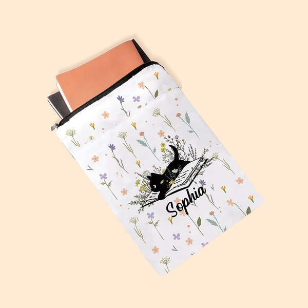 Pochette Imperméable avec Titre ou Nom Personnalisé Pochette avec Fermeture Éclair Cadeau Anniversaire pour Amoureux de Lecture