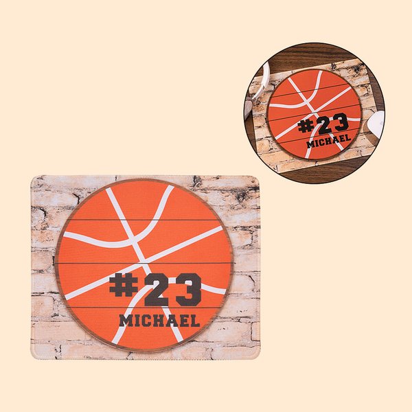 Tapis de Souris Antidérapant Personnalisé avec Numéro et Nom Motif de Baseball Football Basket-ball Cadeau pour Amateurs de Sport de Balle