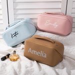 Borsa per il trucco con nome personalizzata in pelle impermeabile e glitterata con divisorio e maniglia Accessorio da viaggio Regalo di nozze per il c