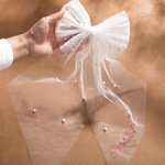 Personalised Pearl White Bride Bow Clip Veil Headdress Hen Party Accessories Engagement Wedding Gift for Her