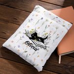 Personalisierte florale schwarze Katze wasserdichte Buchhülle Schutz mit Reißverschluss und Tasche Geburtstag Anerkennung Geschenk für das Lesen Liebh