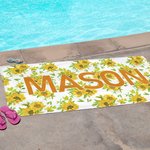 Personalized Super Absorbent Quick Dry Flower Beach Towel with Name Available Vacation Party Birthday Gift for Her