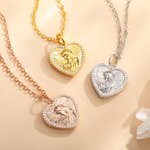 Personalisierte geprägte kubische Medaillon Foto Halskette mit Zirkon Geburtstag Muttertag Geschenk für sie verziert