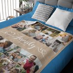Personalised Multicolor 16 Photos Collage Soft Family Throw Blanket with Name Birthday Christmas Home Decoration Gift for Family