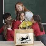 Sac en Jute Personnalisé avec Texte Sac à Pochette Toile Style Chat de Livre Cadeau Anniversaire pour Amoureux de Lecture