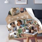 Personalised Multicolor 16 Photos Collage Soft Family Throw Blanket with Name Birthday Christmas Home Decoration Gift for Family