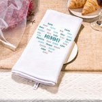 Personalisierte bunte Gradient 100% Baumwolle Herz Geschirrtuch mit 1-32 Namen Muttertag Geburtstag Geschenk für Mama Oma